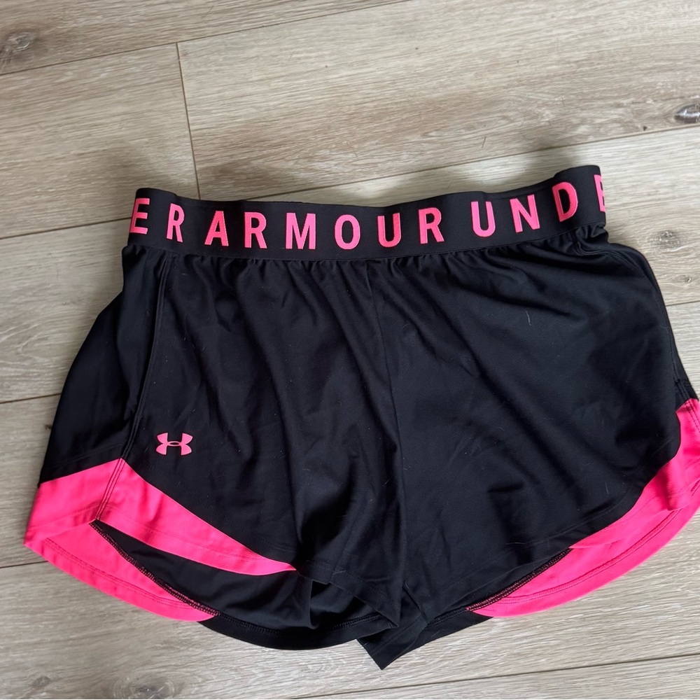 Under Armour Women's Black and Pink Shorts